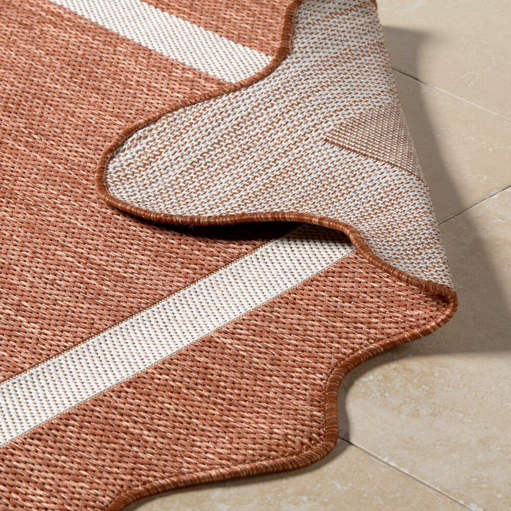 Miami Beach Cream/Rust Machine Woven Rug MBH-2329 - fold