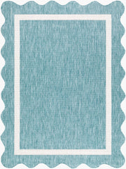 Miami Beach Aqua/Cream Machine Woven Rug MBH-2330 - 2'4" x 3'9"