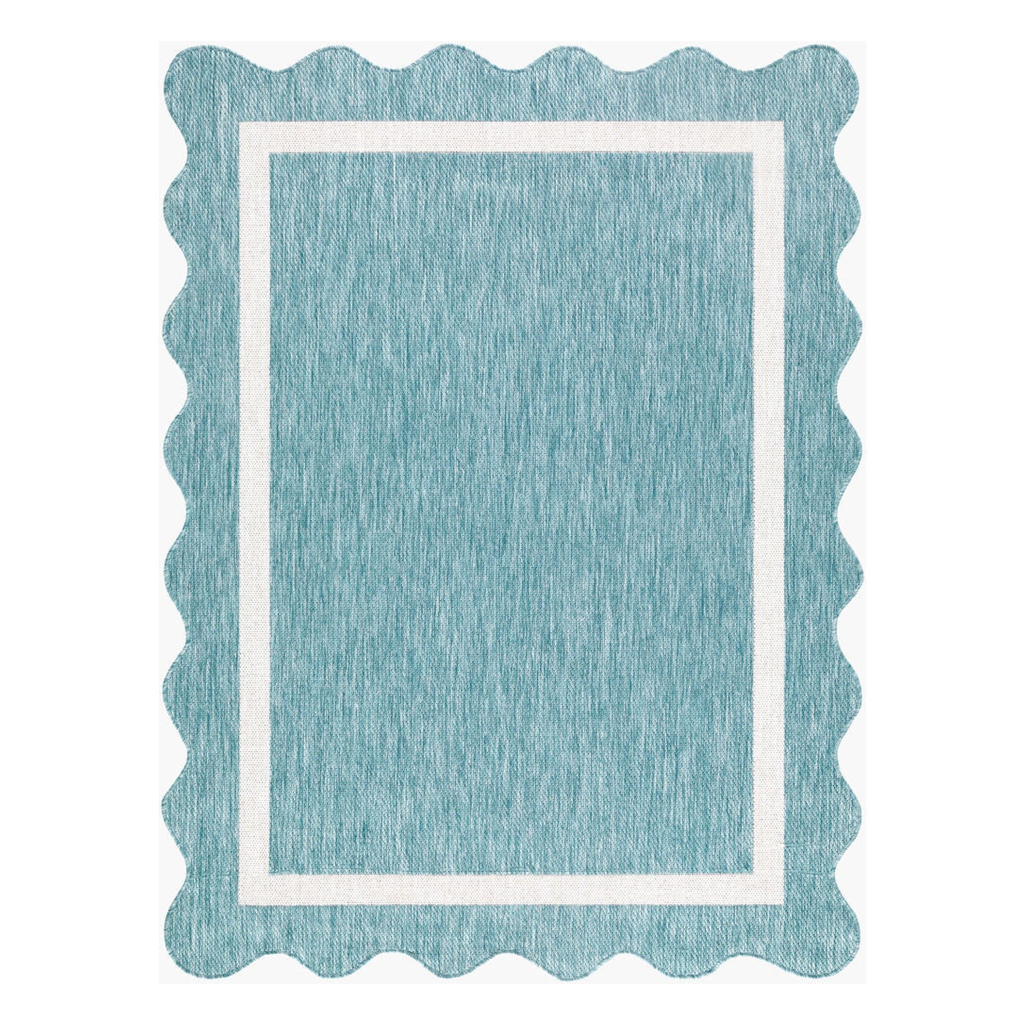 Miami Beach Aqua/Cream Machine Woven Rug MBH-2330 - 2'4" x 3'9"