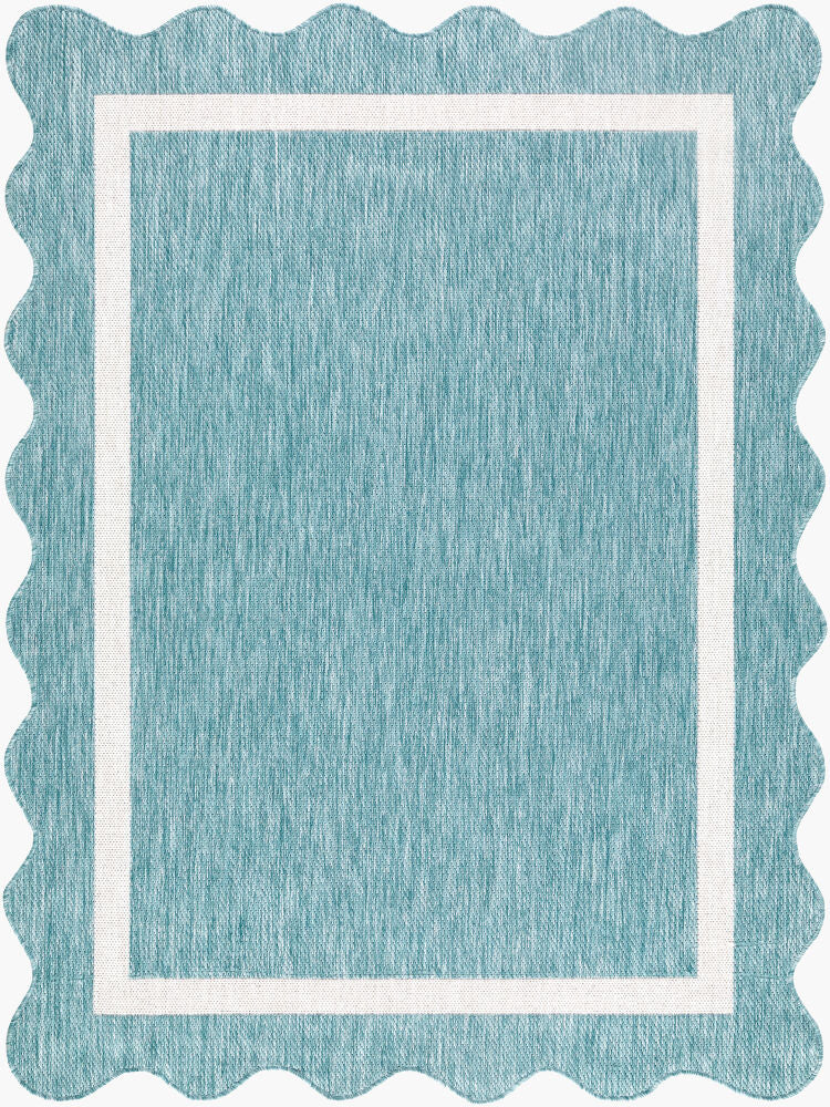 Miami Beach Aqua/Cream Machine Woven Rug MBH-2330 - 2'4" x 3'9"