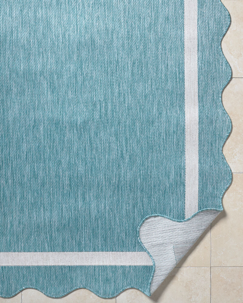 Miami Beach Aqua/Cream Machine Woven Rug MBH-2330 - fold