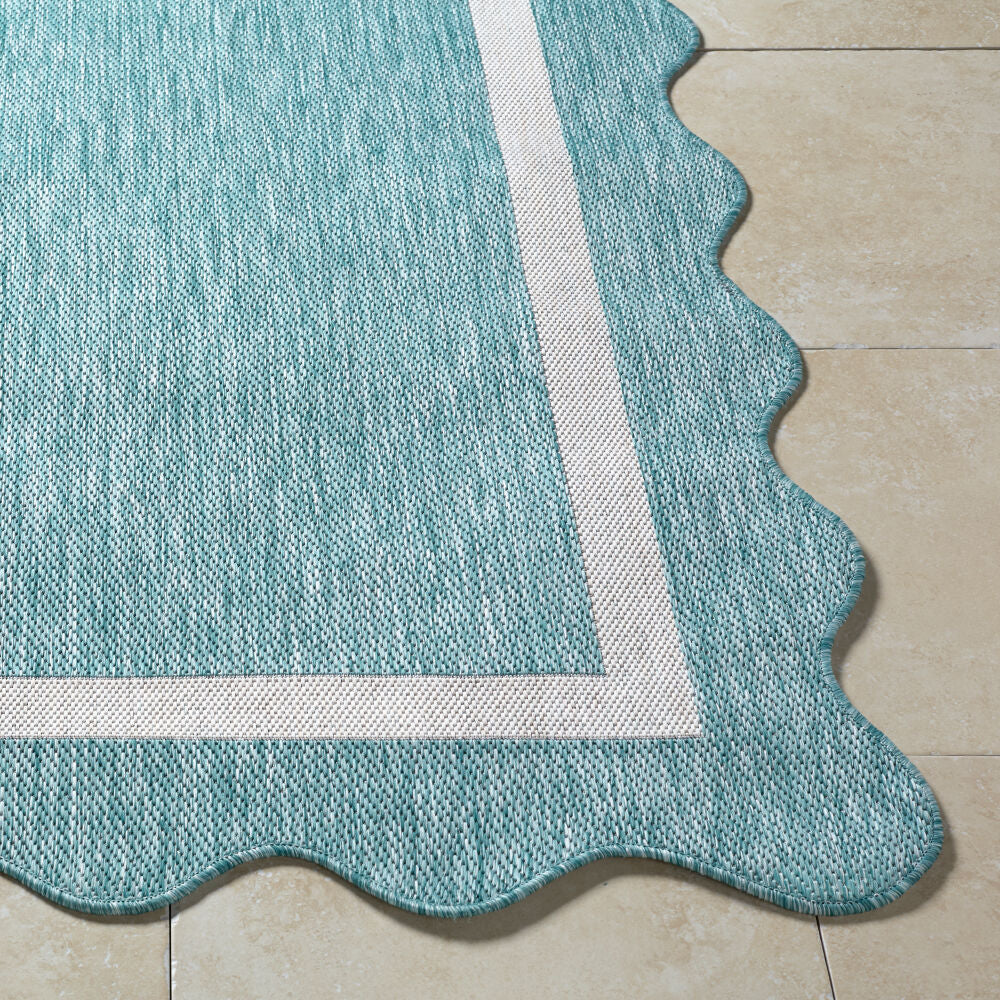 Miami Beach Aqua/Cream Machine Woven Rug MBH-2330 - front