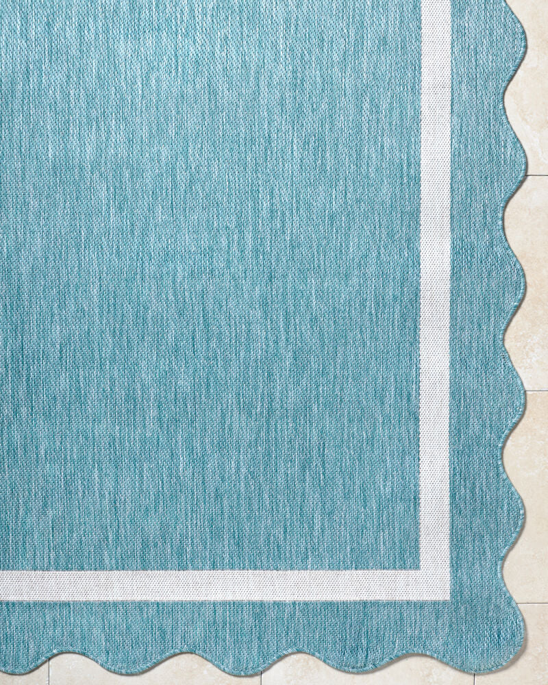 Miami Beach Aqua/Cream Machine Woven Rug MBH-2330 - overhead