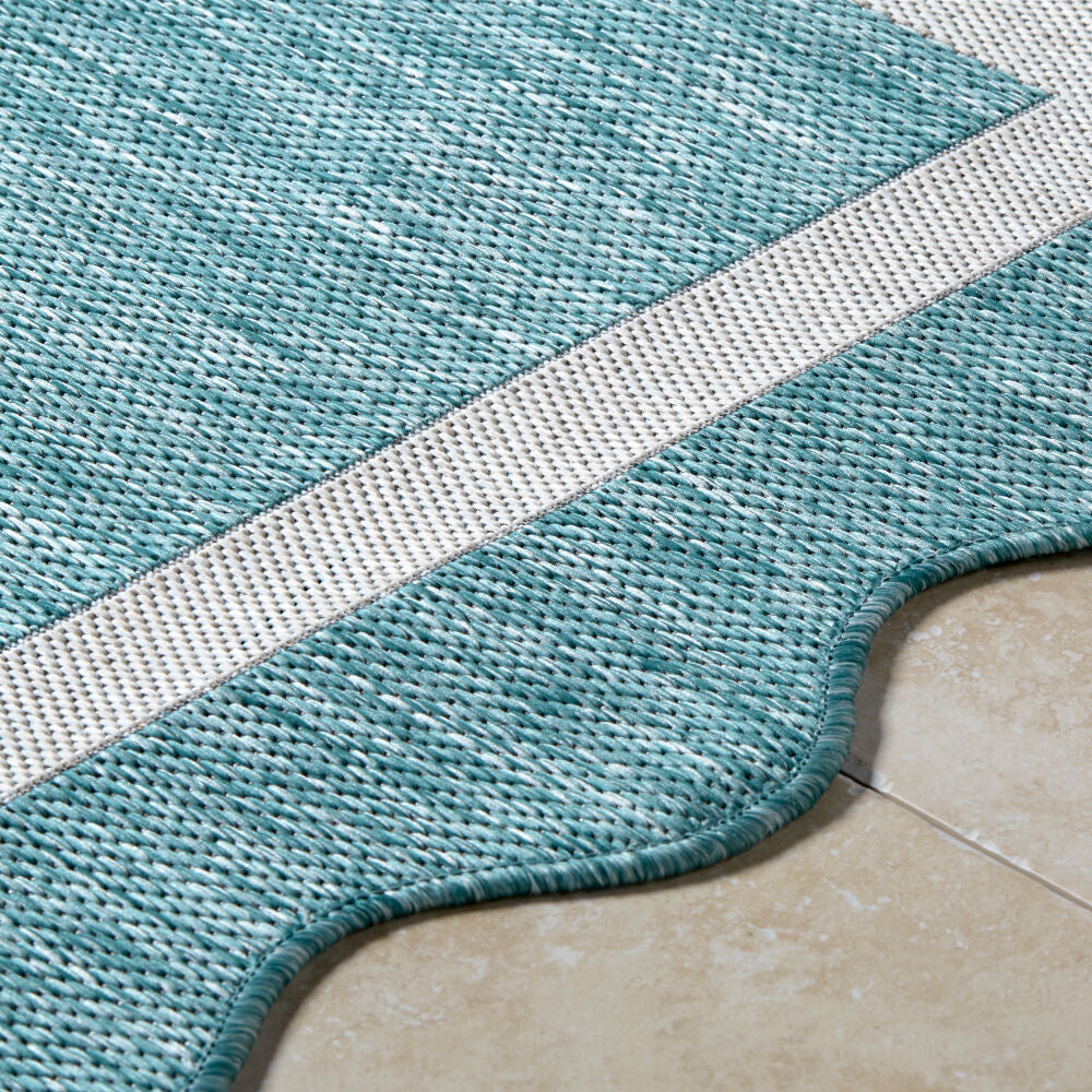 Miami Beach Aqua/Cream Machine Woven Rug MBH-2330 - texture