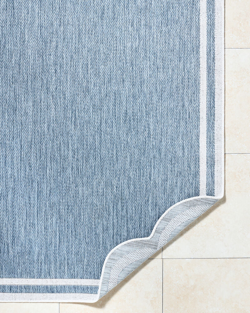 Miami Beach Blue/Cream Machine Woven Rug MBH-2332 - fold
