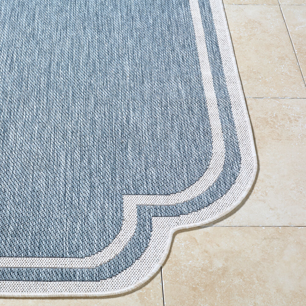 Miami Beach Blue/Cream Machine Woven Rug MBH-2332 - front