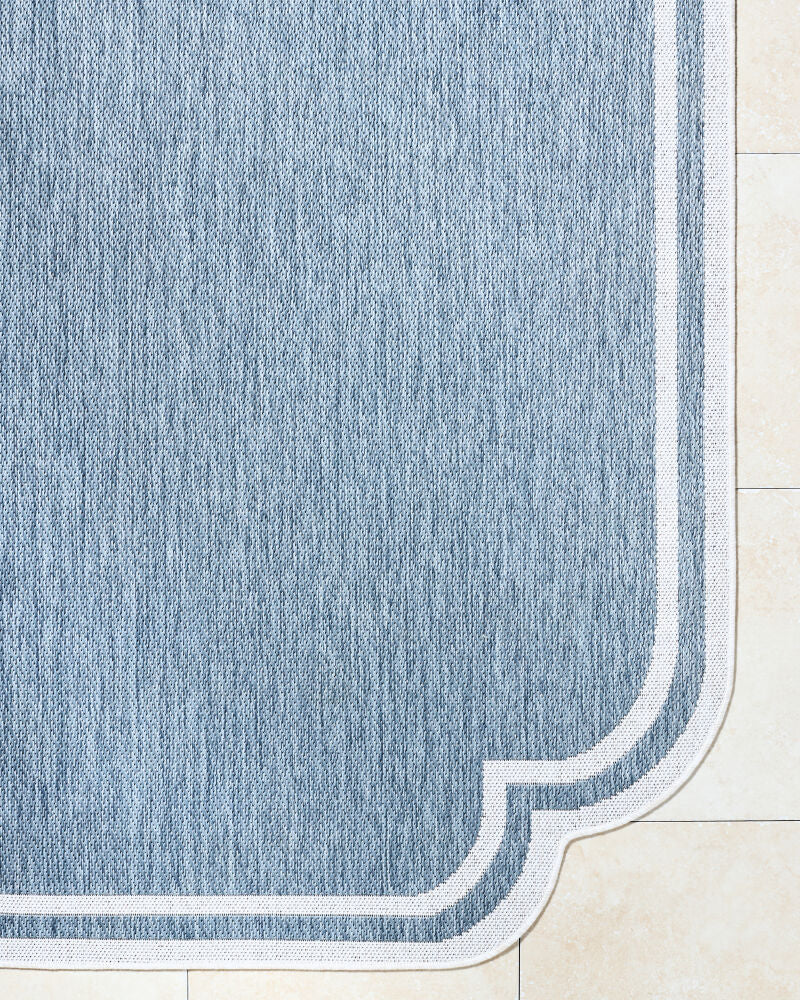Miami Beach Blue/Cream Machine Woven Rug MBH-2332 - overhead