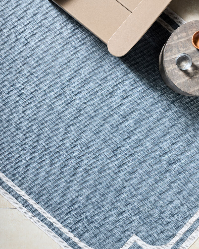 Miami Beach Blue/Cream Machine Woven Rug MBH-2332 - styleshot