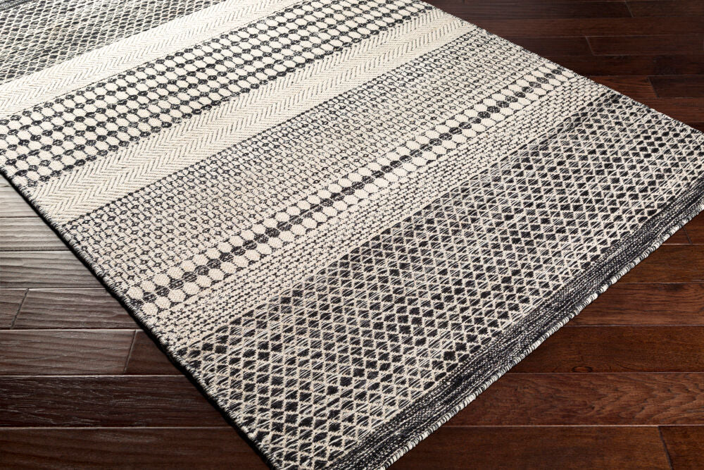 Mardin Beige/Black Handmade Rug - corner