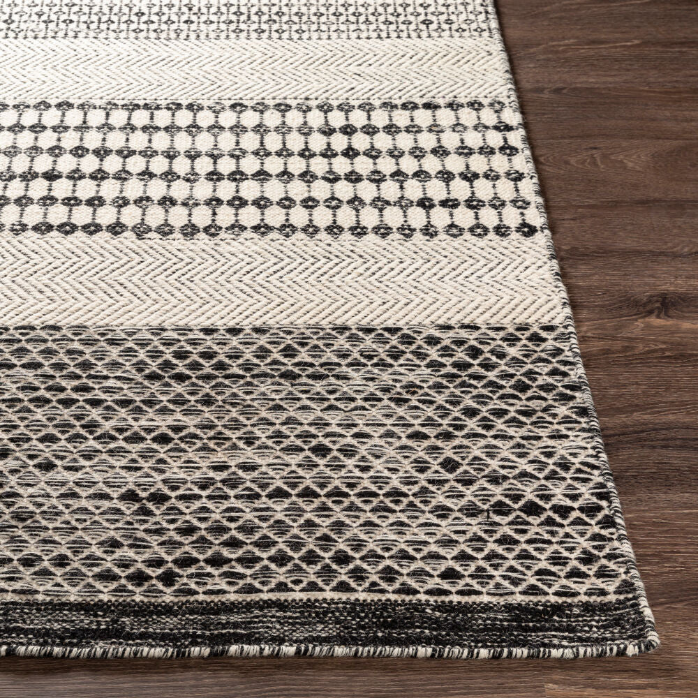 Mardin Beige/Black Handmade Rug - front