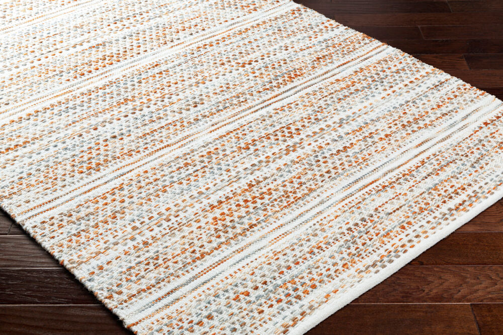 Mardin Burnt Orange/Cream Handmade Rug - corner