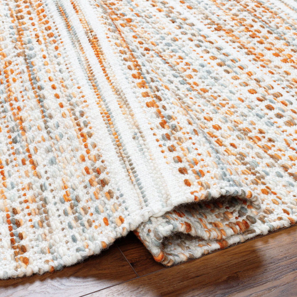 Mardin Burnt Orange/Cream Handmade Rug - fold