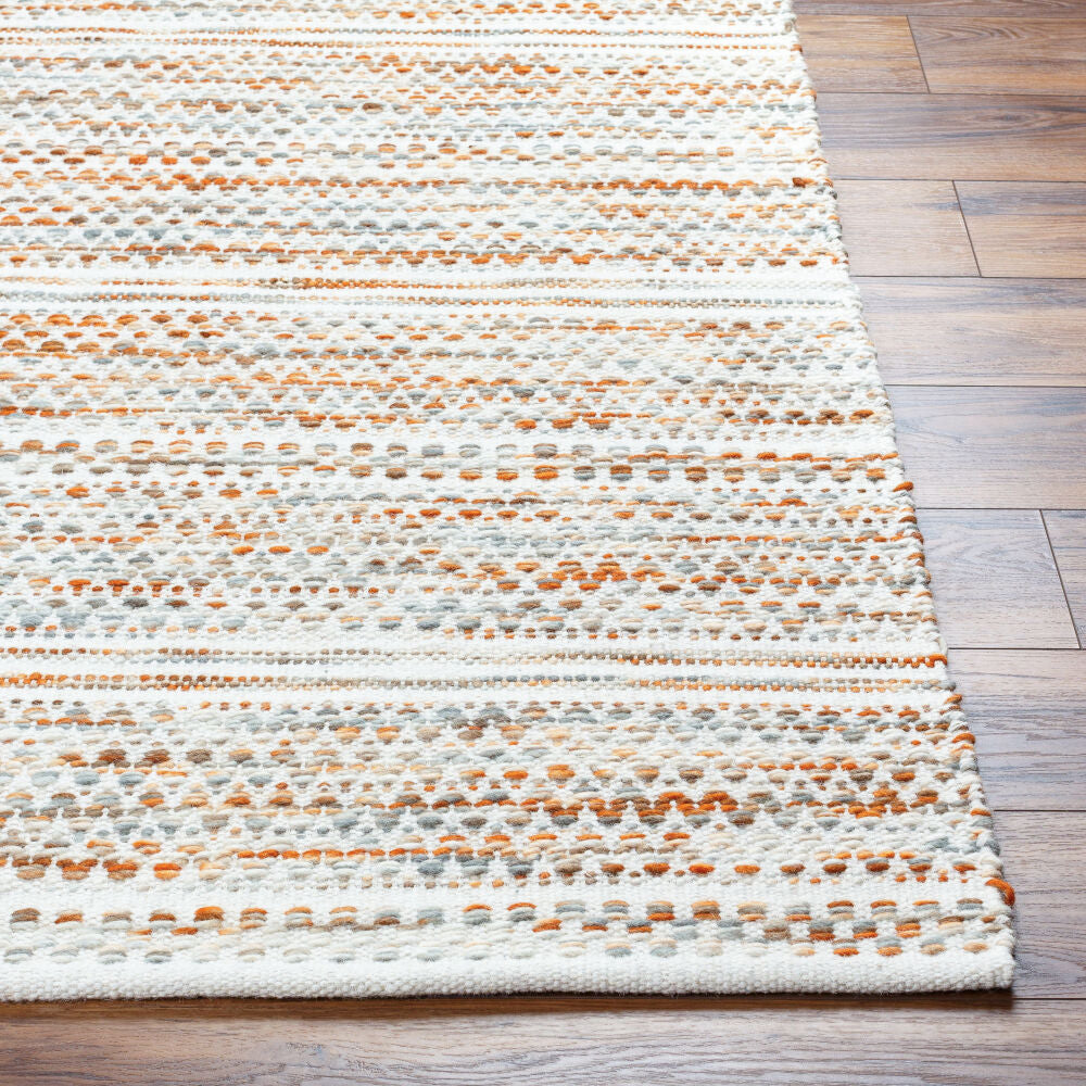 Mardin Burnt Orange/Cream Handmade Rug - front