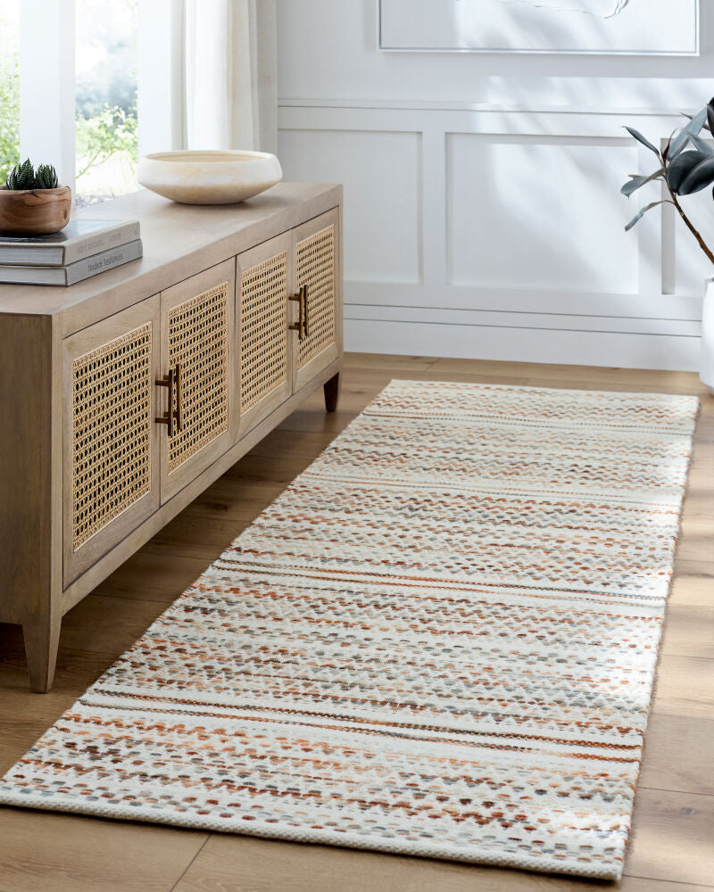 Mardin Burnt Orange/Cream Handmade Rug - roomscene