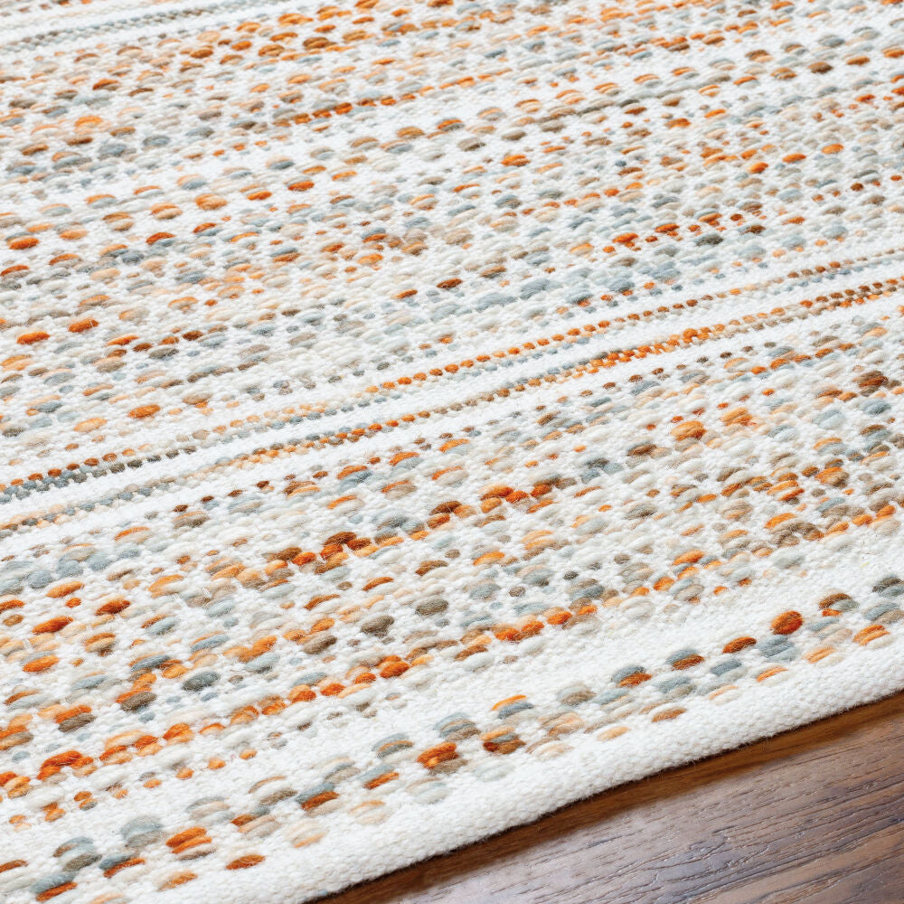 Mardin Burnt Orange/Cream Handmade Rug - texture