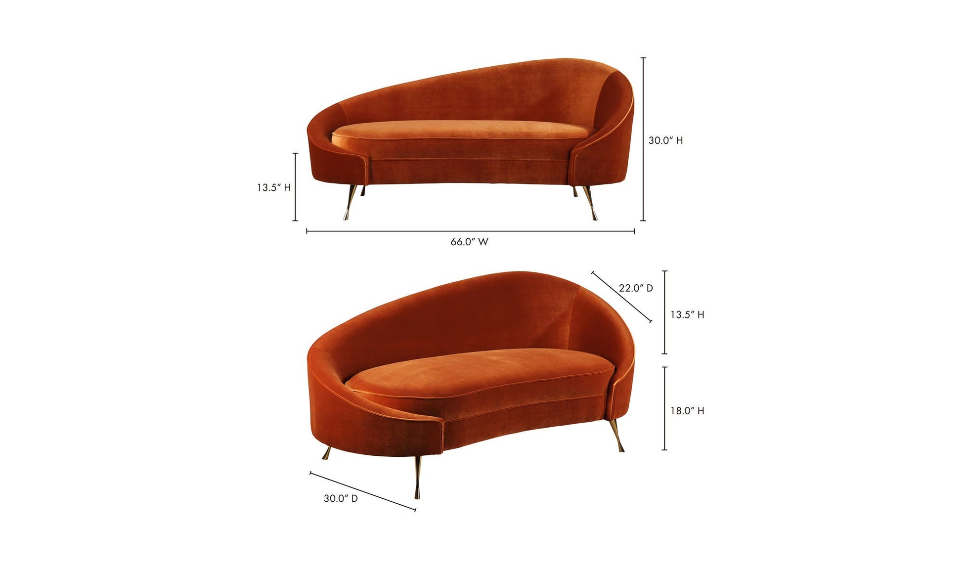 Abigail Chaise Umber by Moe's Home Collection - view 16