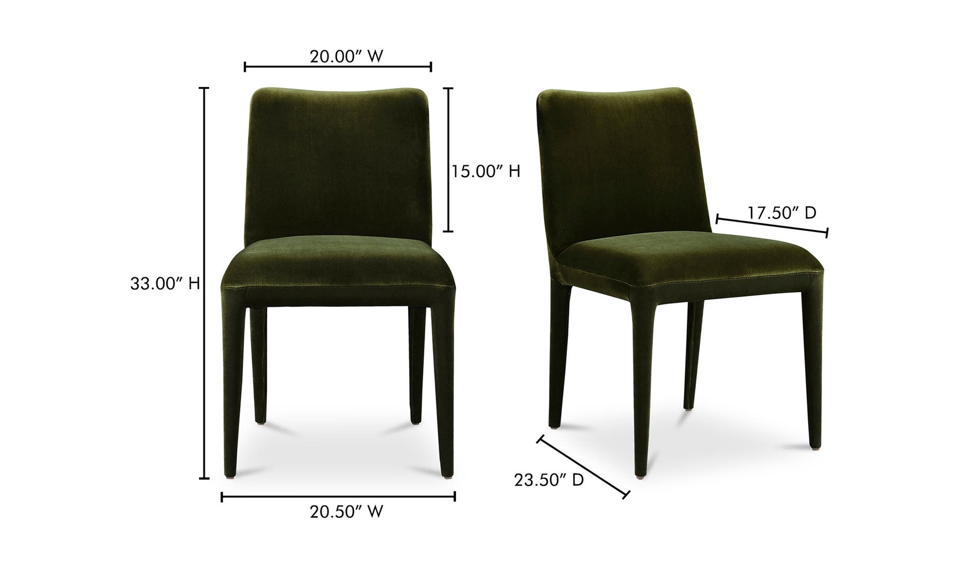 Calla Dining Chair Green Velvet - Set Of Two by Moe's Home Collection - view 15