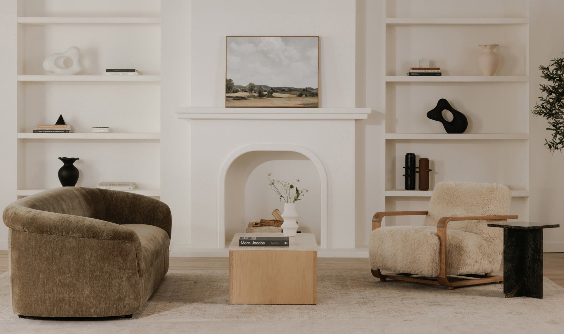 Eckersley Lounge Chair Cream Faux Fur by Moe's Home Collection - view 6