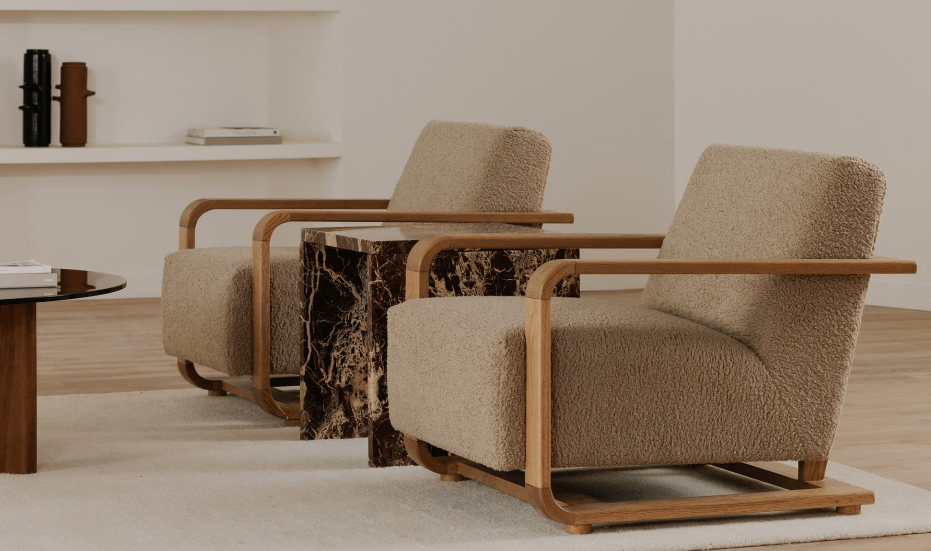 Eckersley Lounge Chair Beige Faux Shearling by Moe's Home Collection - view 8