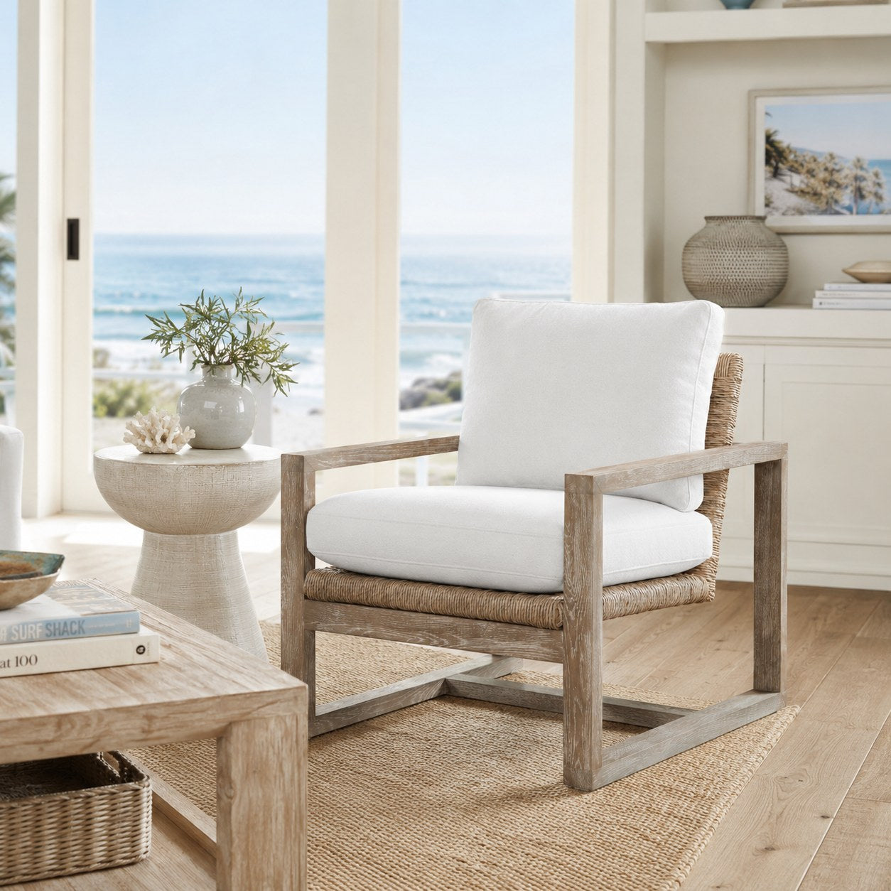Melrose Chair in Chloe Ice (Performance Fabric) lifestyle image - Chole Ice Coastal