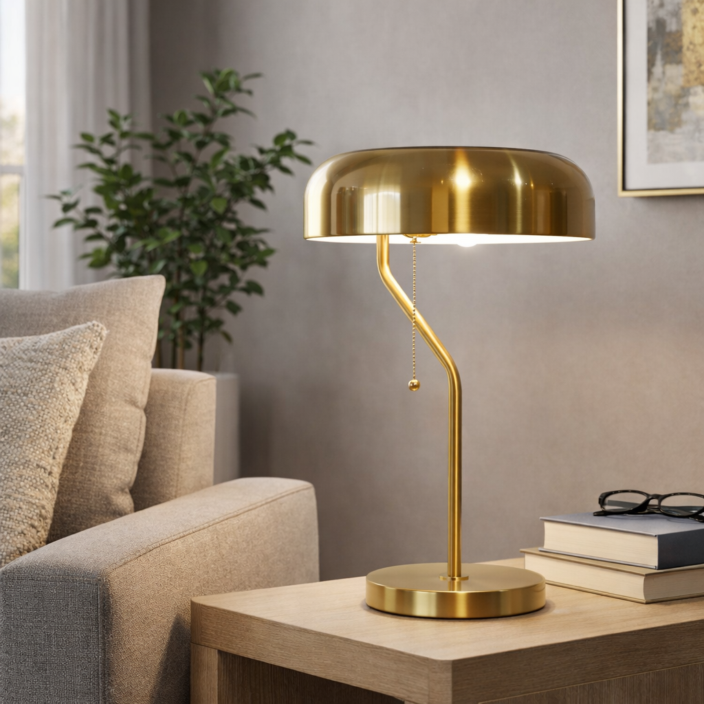 Metro Table Lamp | Luxurious Gold and Crisp White