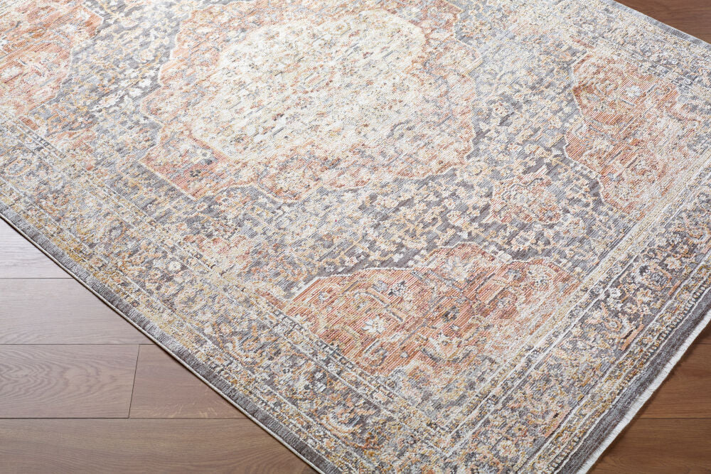 Mansfield Brown/Orange Machine Woven Rug - corner