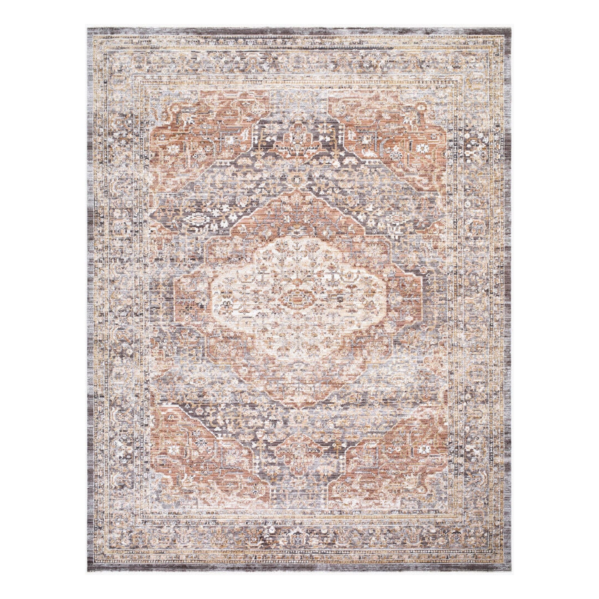 Mansfield Brown/Orange Machine Woven Rug - 5'3" x 7'