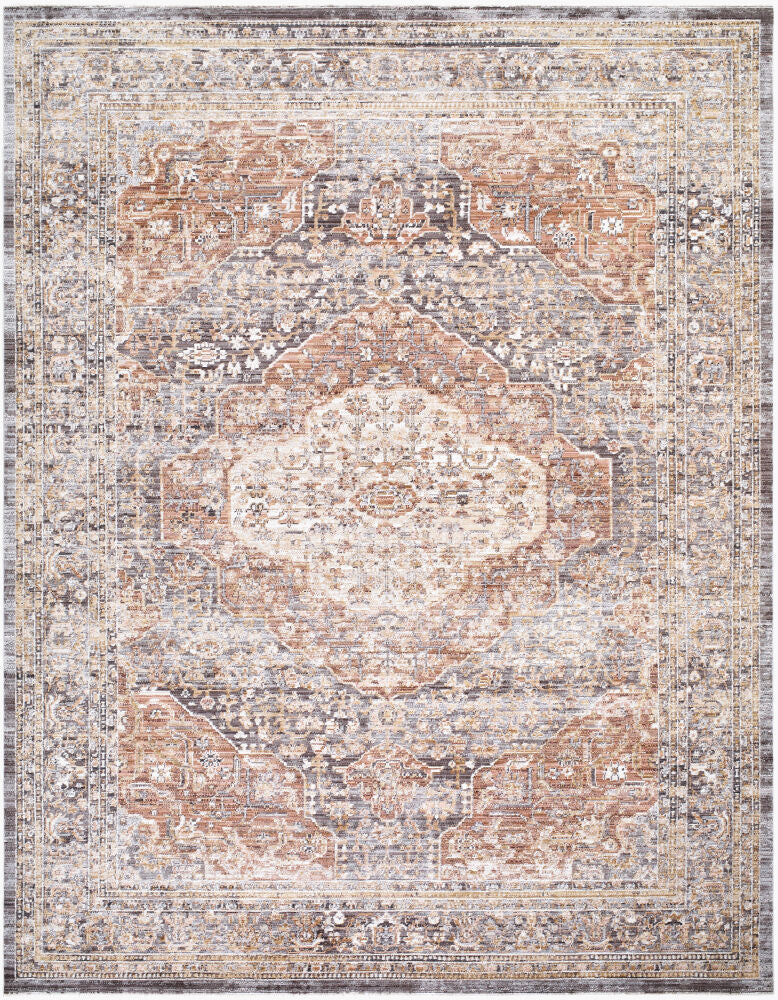 Mansfield Brown/Orange Machine Woven Rug - 5'3" x 7'