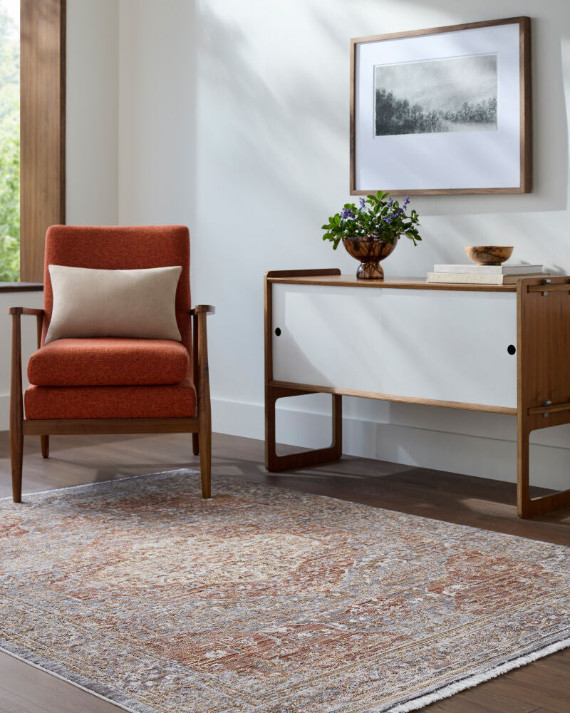 Mansfield Brown/Orange Machine Woven Rug - roomscene