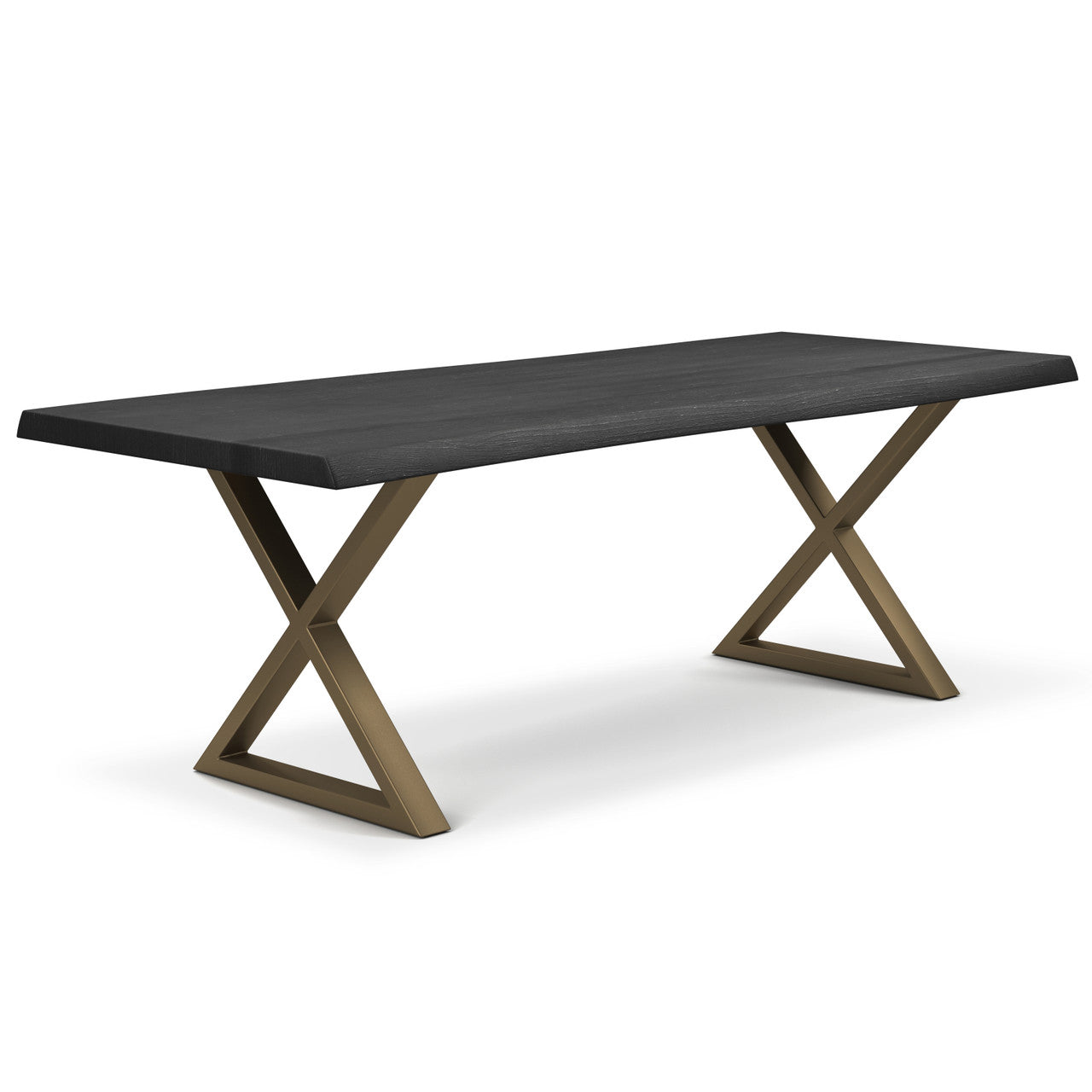 Brooks - Dining Table - X Base - 40" x 116" - Ebonized Top - Brass Base