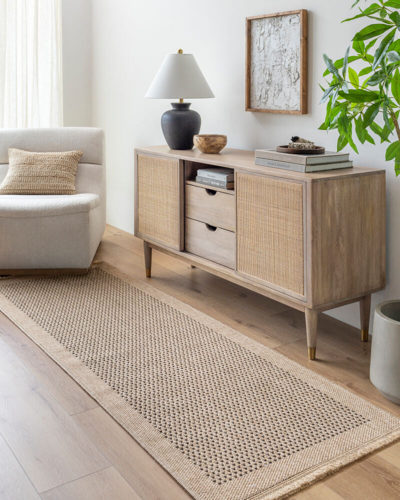 Mirage Black/Tan Machine Woven Rug MGE-2302 - roomscene