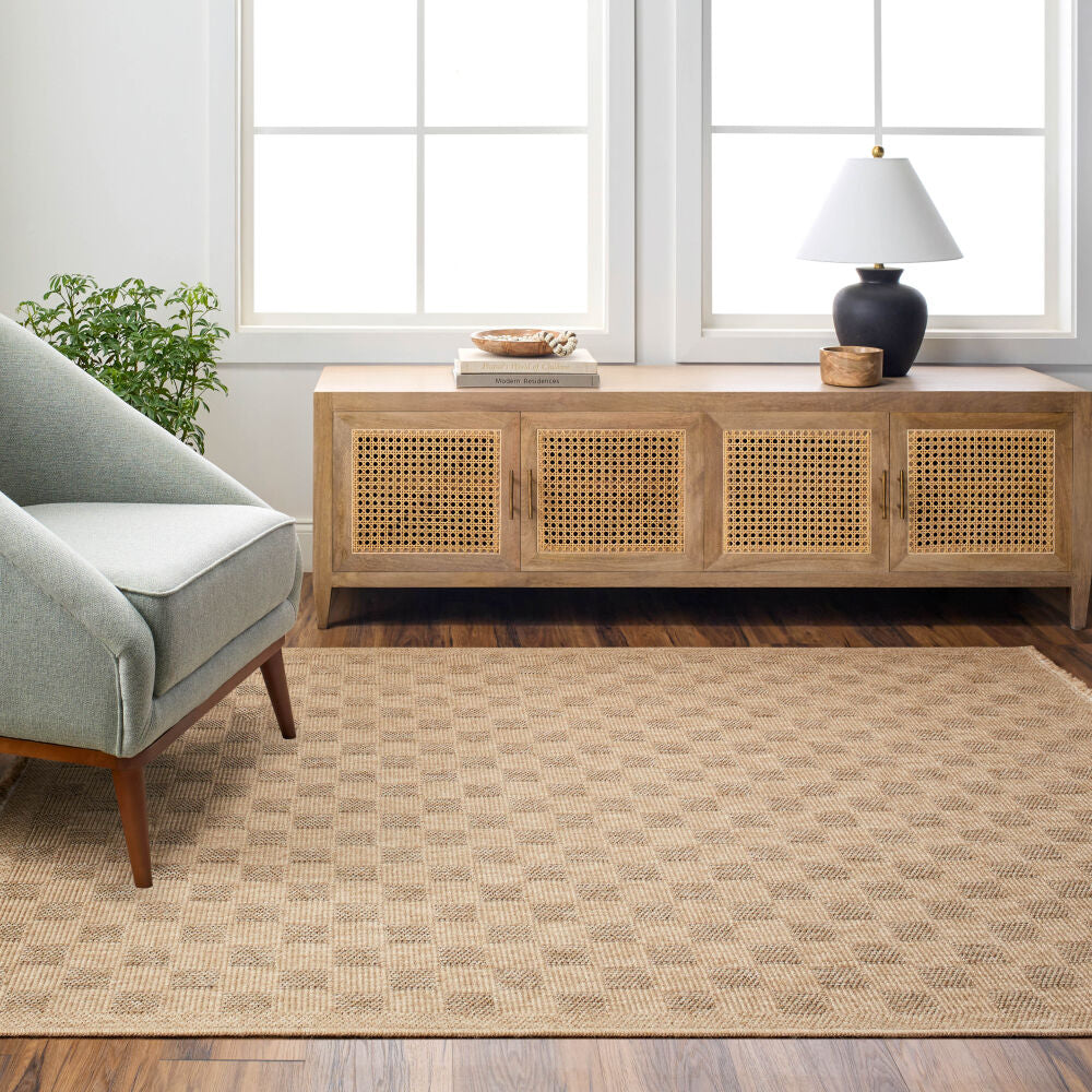 Mirage Dark Brown/Tan Machine Woven Rug - roomscene