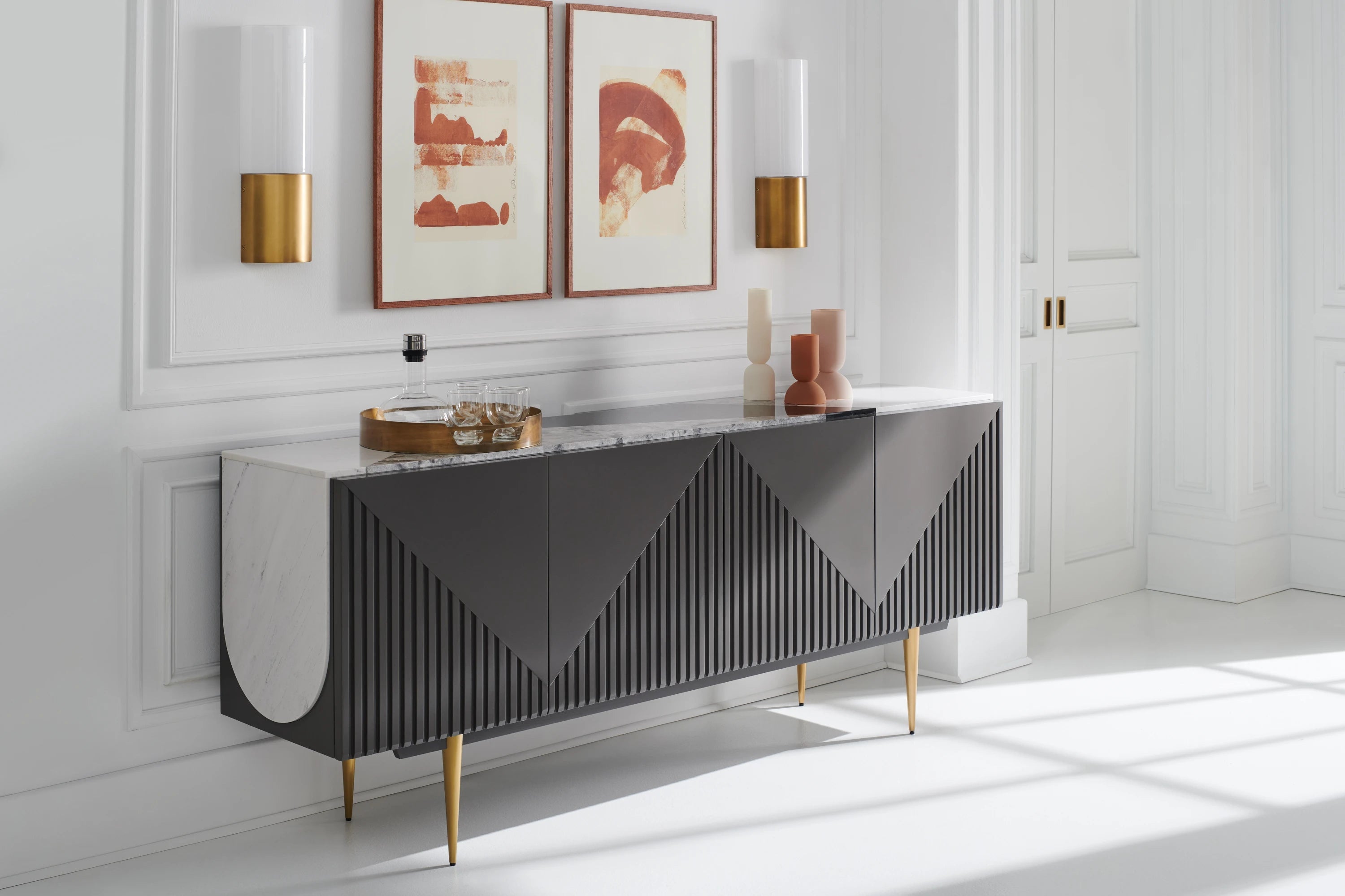 Over the Edge Champagne Gold Sideboard 80" by Caracole - view 4