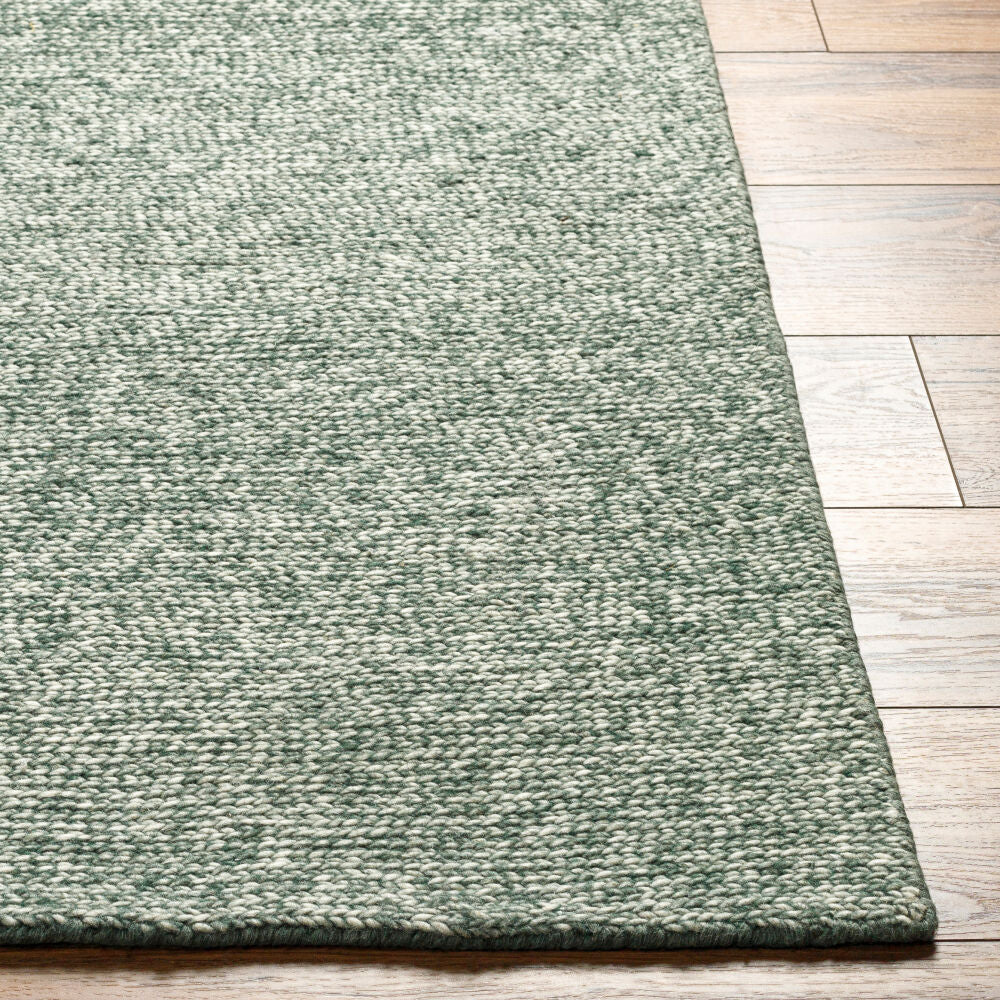 Mia Beige/Medium Green Handmade Rug - front