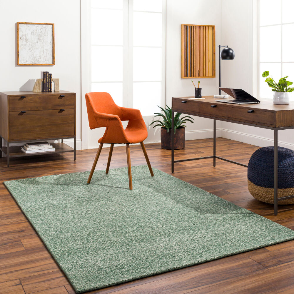 Mia Beige/Medium Green Handmade Rug - roomscene