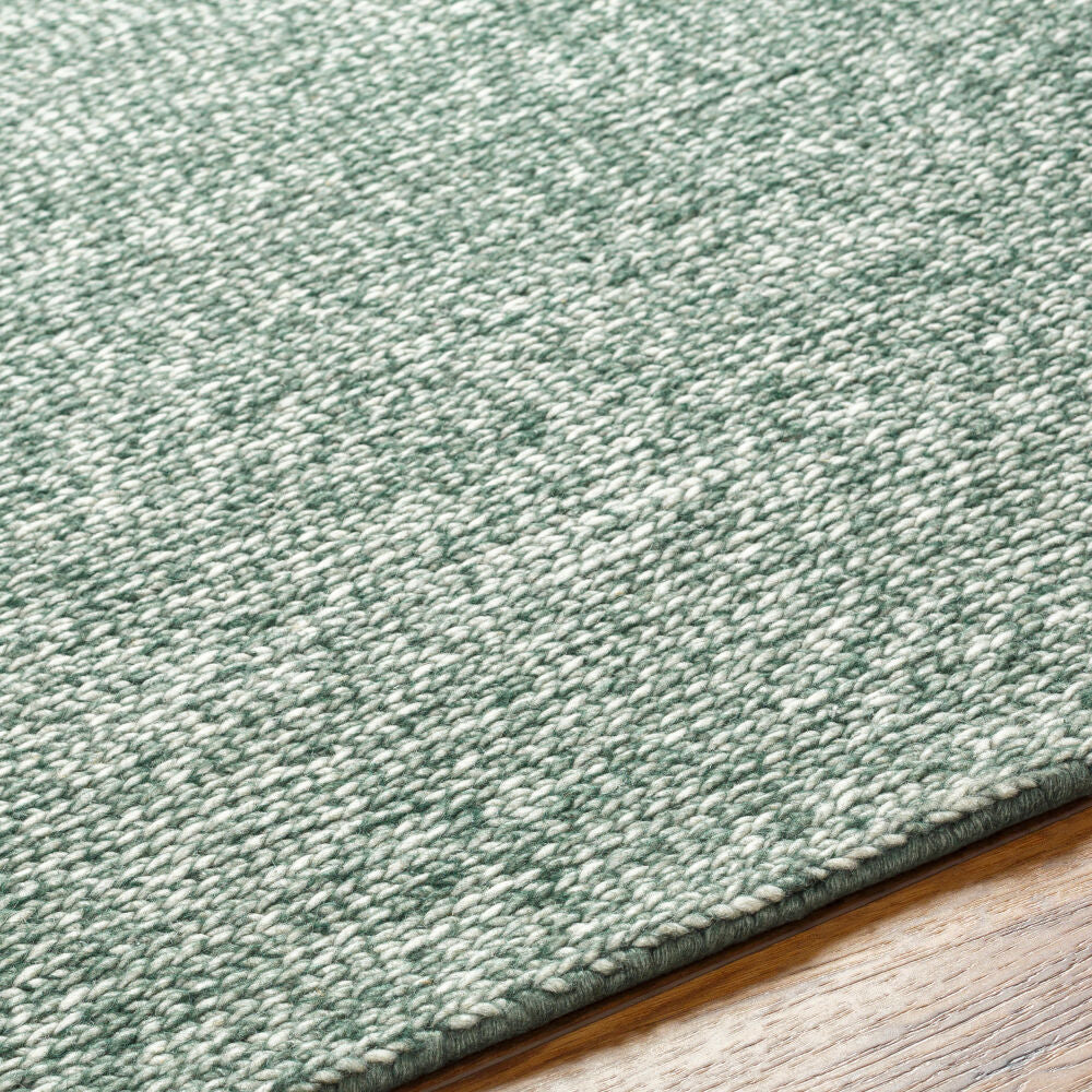 Mia Beige/Medium Green Handmade Rug - texture