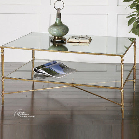 Henzler Mirrored Gold Leaf Coffee Table