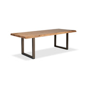Brooks - Dining Table - U Base - 40" x 116" - Teak Top - Brass Base