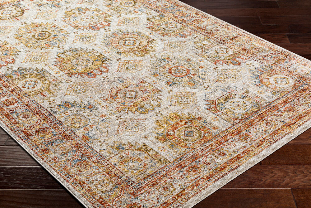 Mona Lisa Burgandy/Tan Machine Woven Rug MNI-2303 - corner