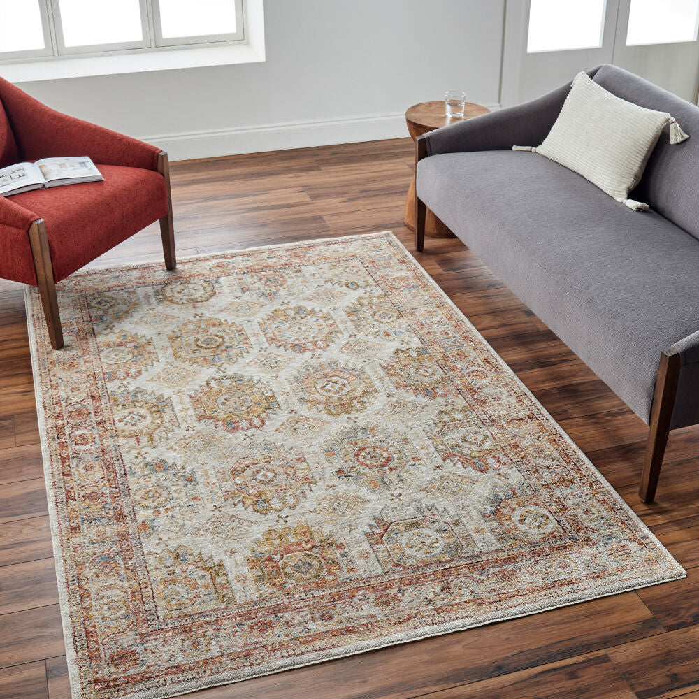Mona Lisa Burgandy/Tan Machine Woven Rug MNI-2303 - roomscene