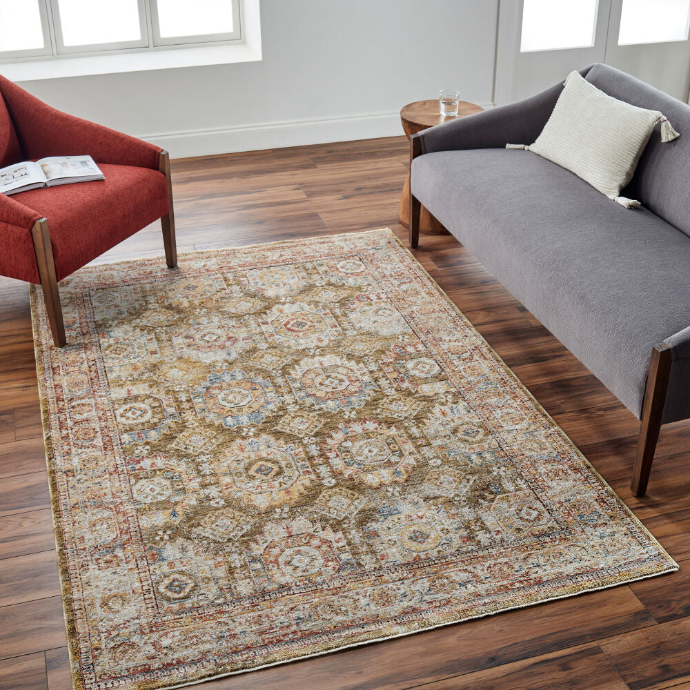 Mona Lisa Burgandy/Tan Machine Woven Rug MNI-2304 - roomscene