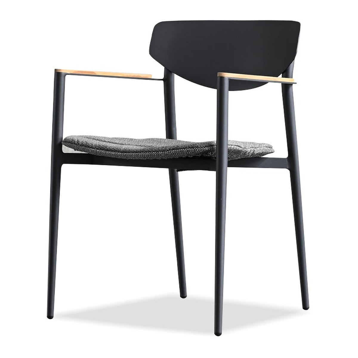 Noto Dining Armchair in Harbour Grey Sunproof Fabric Cushion /Teak Armrest/ by Mobital - image 1