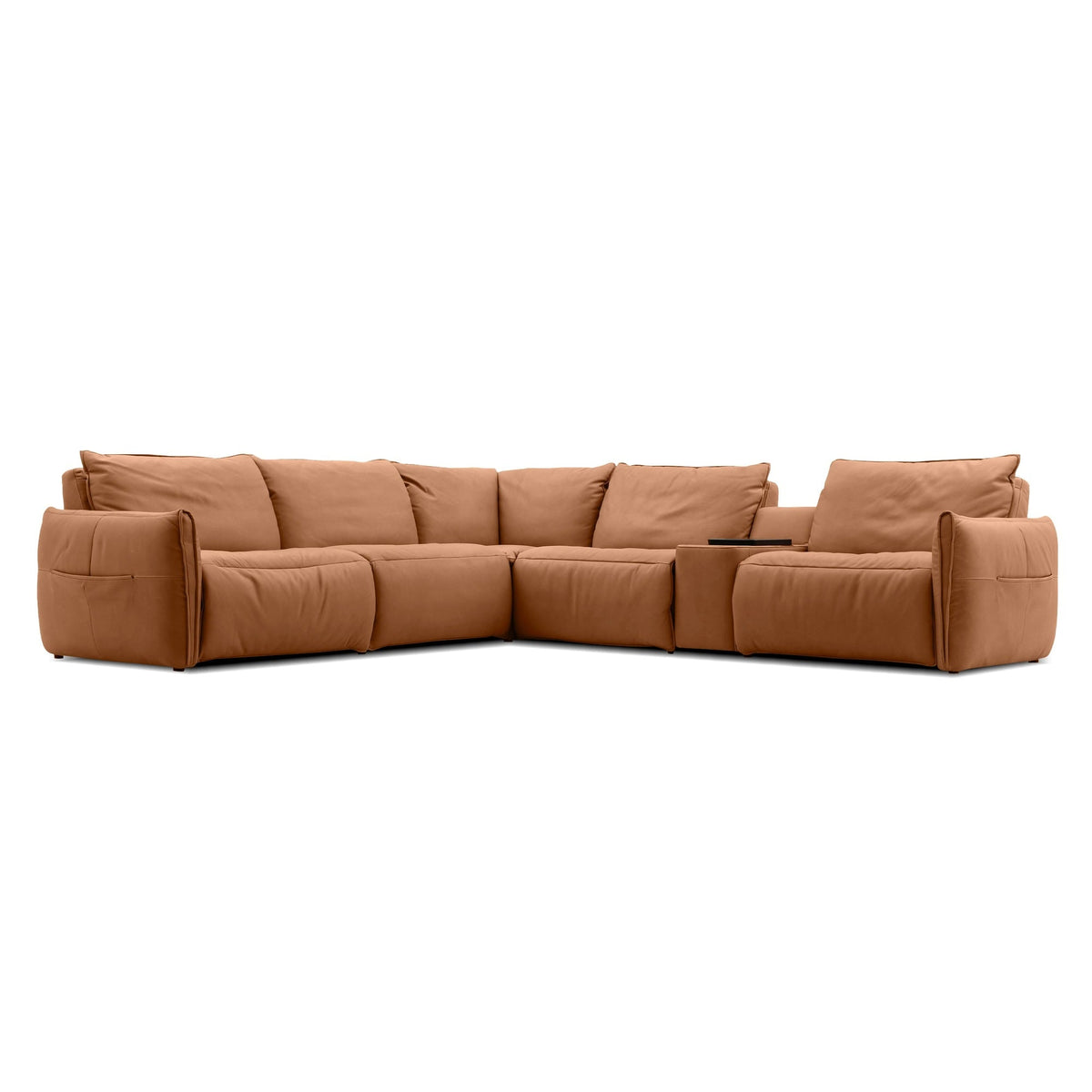 Altero Sectional (3 Electric Motion Pieces) with Console 6-Piece Cognac by Mobital - image 1