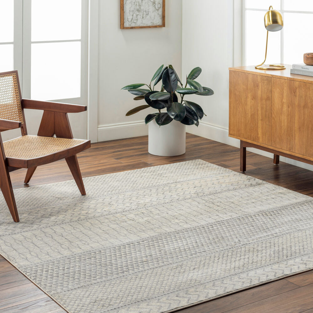 Monaco Gray/Silver Gray Machine Woven Rug MOC-2306 - roomscene