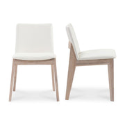 Deco Oak Dining Chair Cream White PVC - Set Of Two by Moe's Home Collection