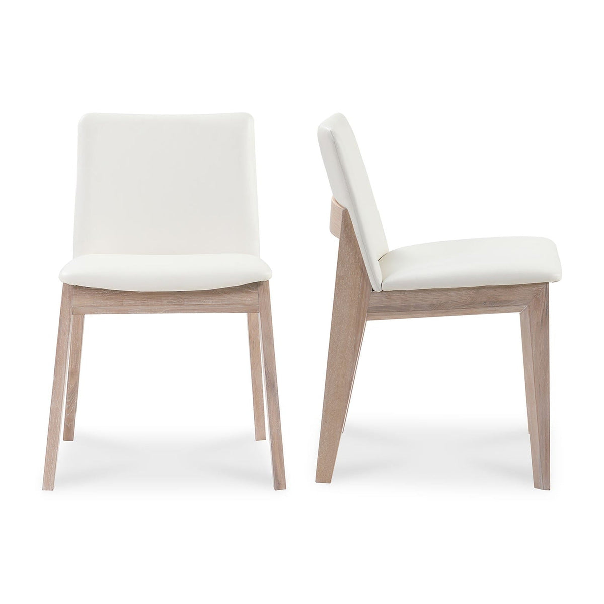 Deco Oak Dining Chair Cream White PVC - Set Of Two by Moe's Home Collection
