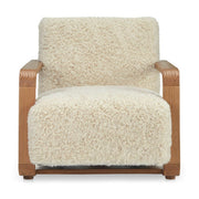 Eckersley Lounge Chair Cream Faux Fur by Moe's Home Collection