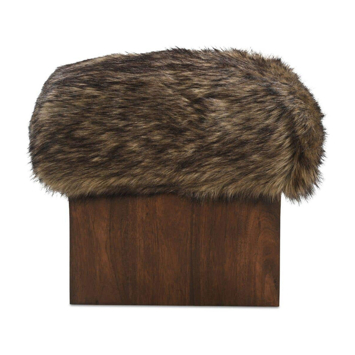 Serge Ottoman Brown Faux Fur by Moe's Home Collection