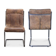 Ansel Dining Chair Grazed Brown Leather - Set Of Two by Moe's Home Collection