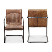 Ansel Arm Chair Grazed Brown Leather - Set Of Two by Moe's Home Collection